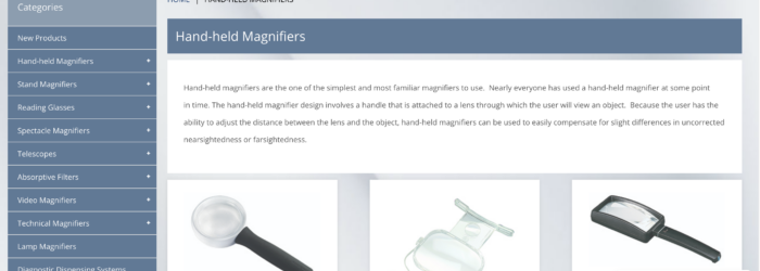 screenshot of the Eschenbach website showing handheld magnifiers